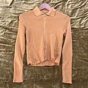 Urban Outfitters Yellow Zip Up Shirt Ribbed (S)